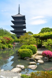 Garden in Front of Tower in Kyoto Japan